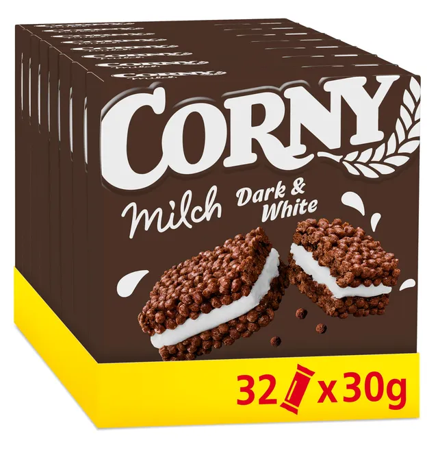 corny-milch-dark-white-m-sliriegel-mit-kakao-milchcreme-32-x-30-g image 1