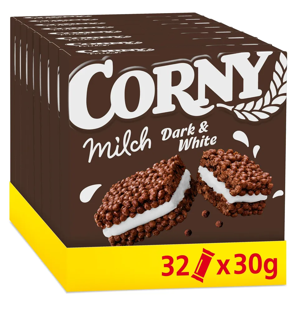 corny-milch-dark-white-m-sliriegel-mit-kakao-milchcreme-32-x-30-g image 1