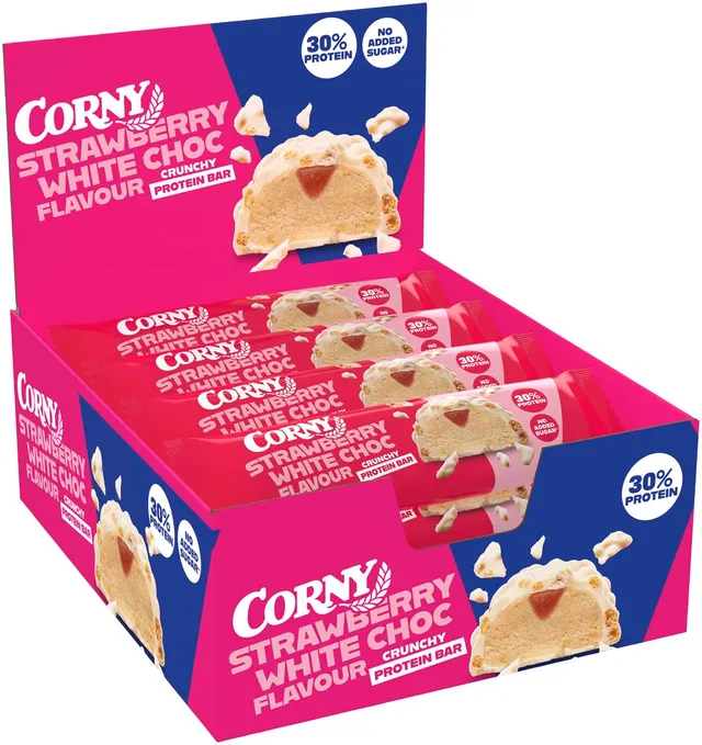 corny-protein-crunchy-strawberry-white-choc-12x45g-30-protein image 1