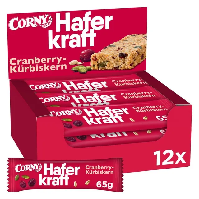 corny-haferkraft-cranberry-k-rbiskern-haferriegel-vegan-vollkorn-12-x-65-g image 1