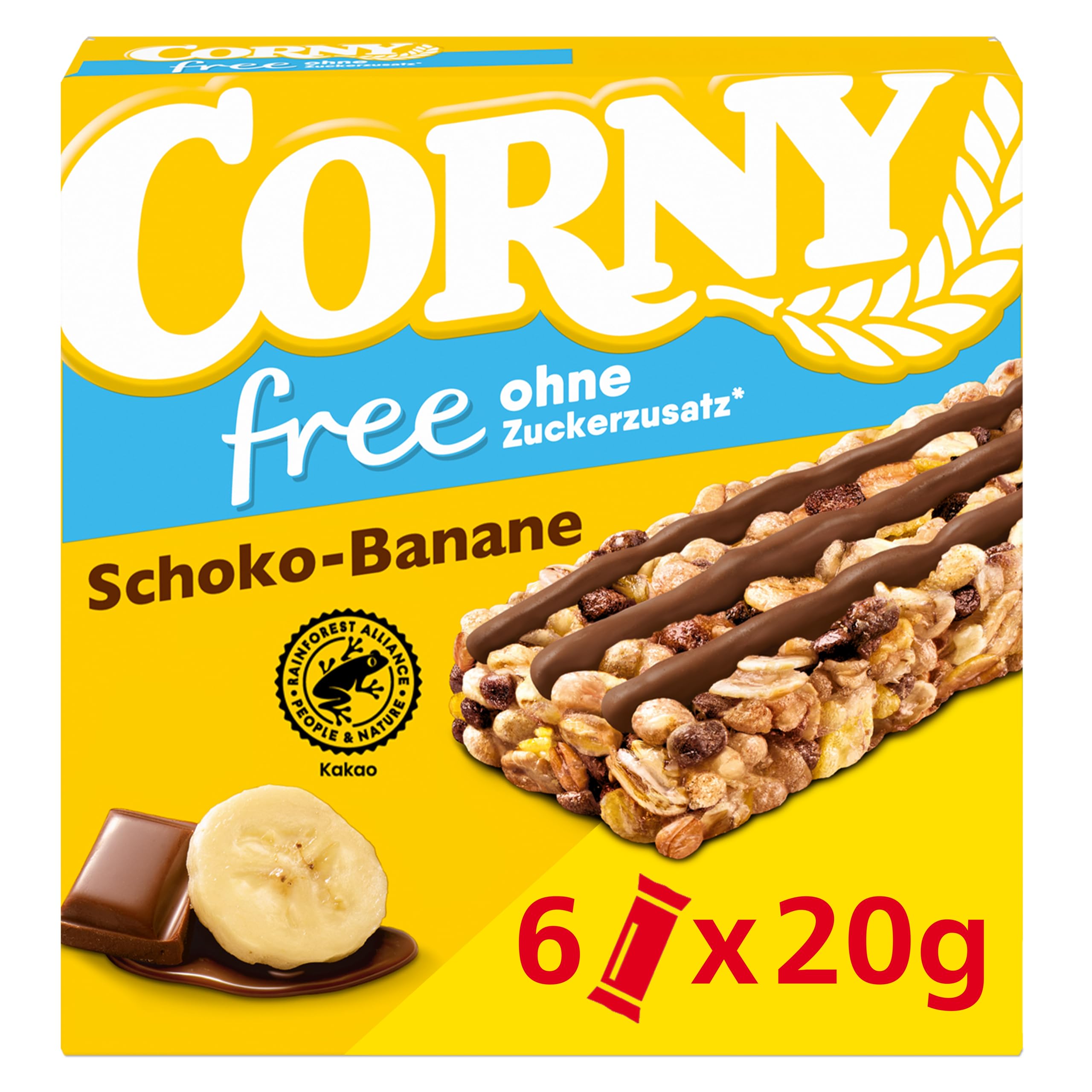 corny-free-schoko-banane-m-sliriegel-ohne-zuckerzusatz-6-x-20-g-69-kcal image 1